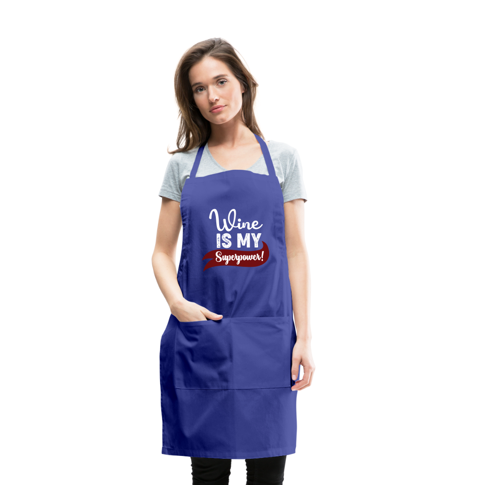 Wine is My Superpower Adjustable Apron - royal blue