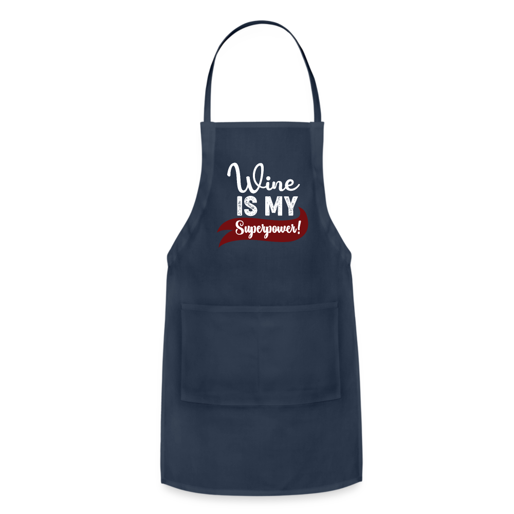 Wine is My Superpower Adjustable Apron - navy
