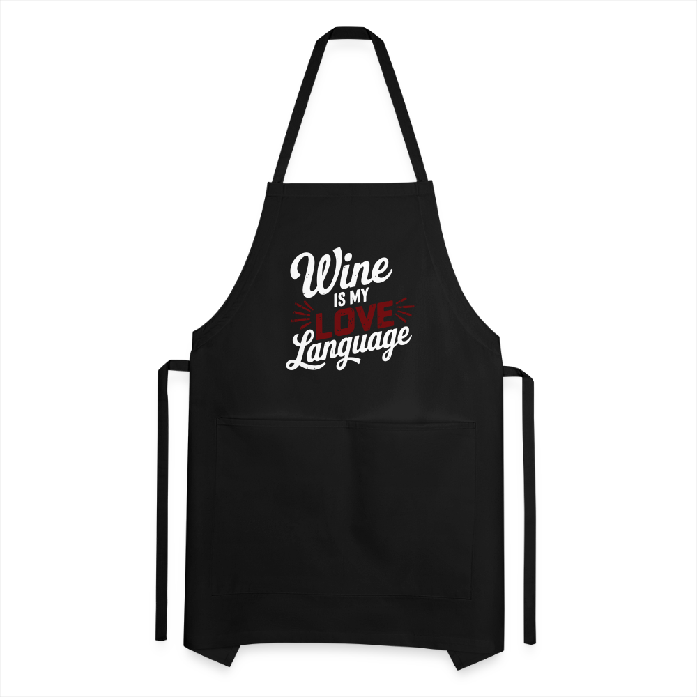 Wine is my Love Language Adjustable Apron - black
