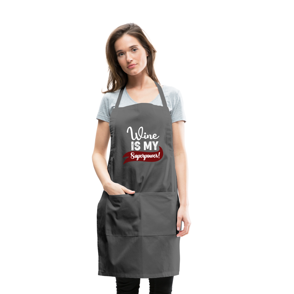 Wine is My Superpower Adjustable Apron - charcoal