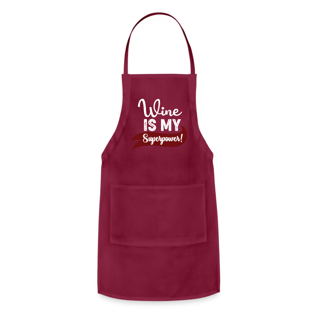 Wine is My Superpower Adjustable Apron - burgundy