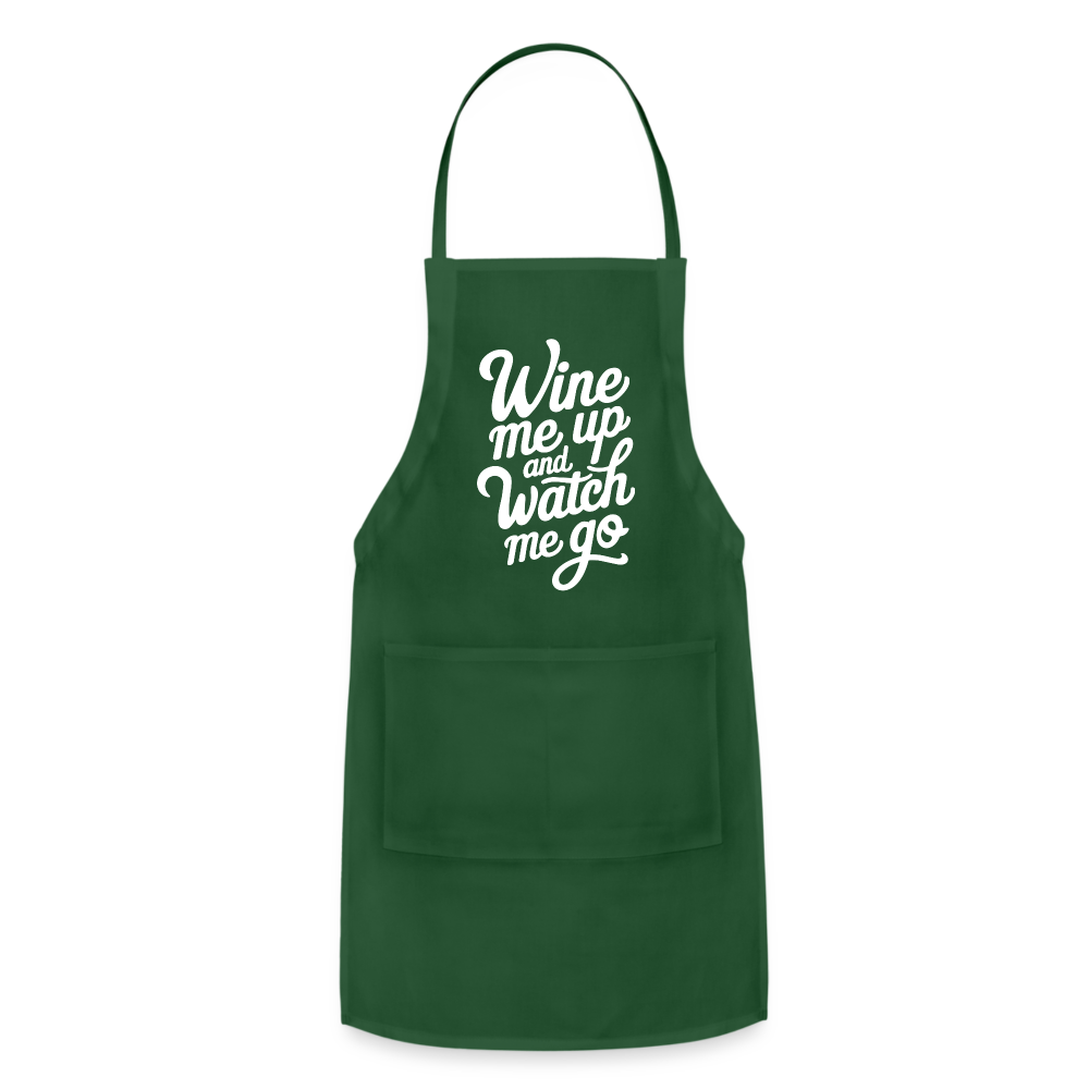 Wine Me up and Watch Me Go Adjustable Apron - forest green