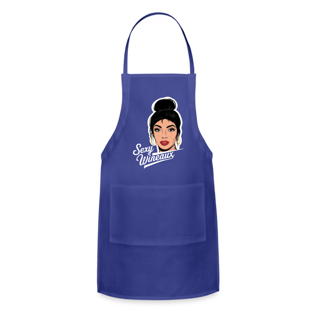 Sexy Wineaux Graphic LX Adjustable Apron - royal blue