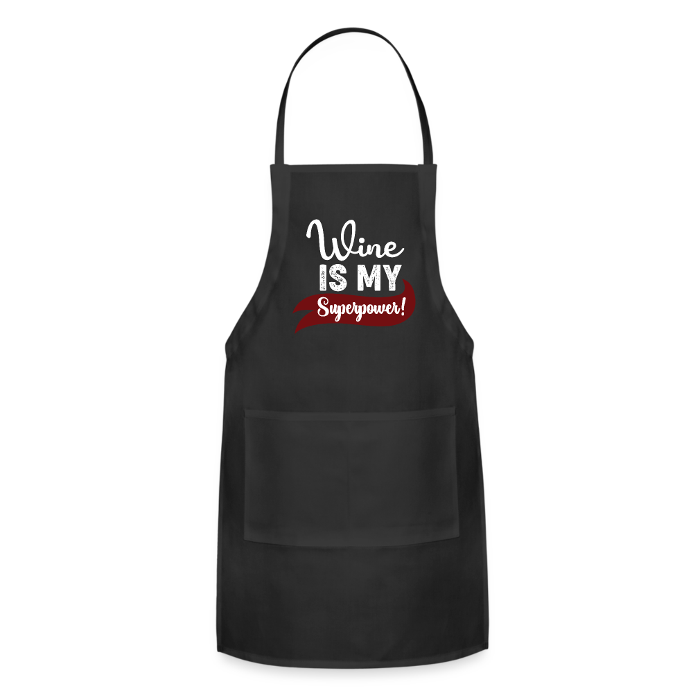 Wine is My Superpower Adjustable Apron - black