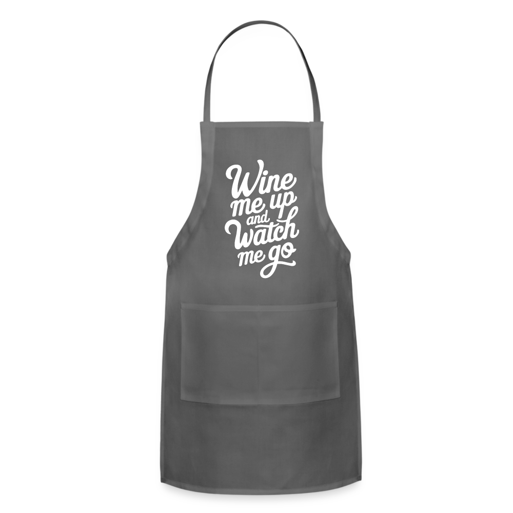Wine Me up and Watch Me Go Adjustable Apron - charcoal