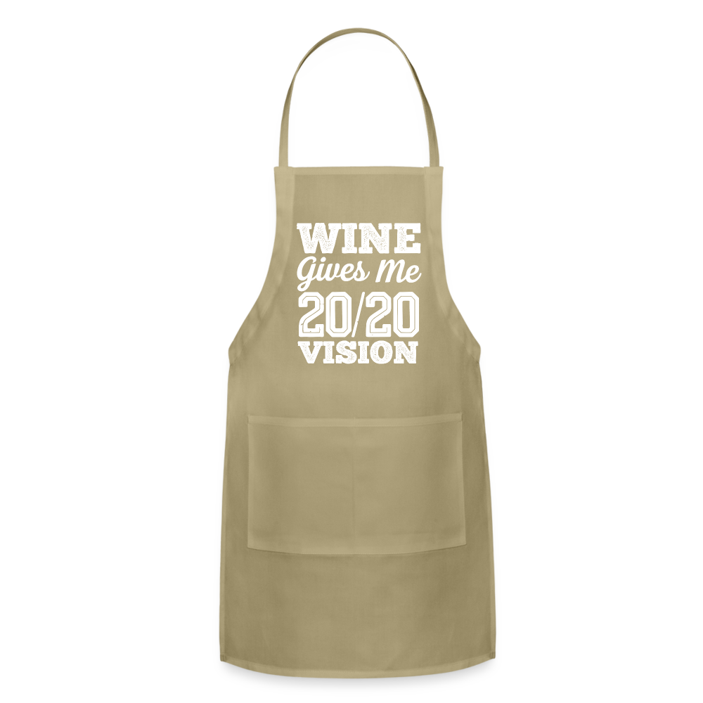 Wine Gives Me 20/20 Adjustable Apron - khaki