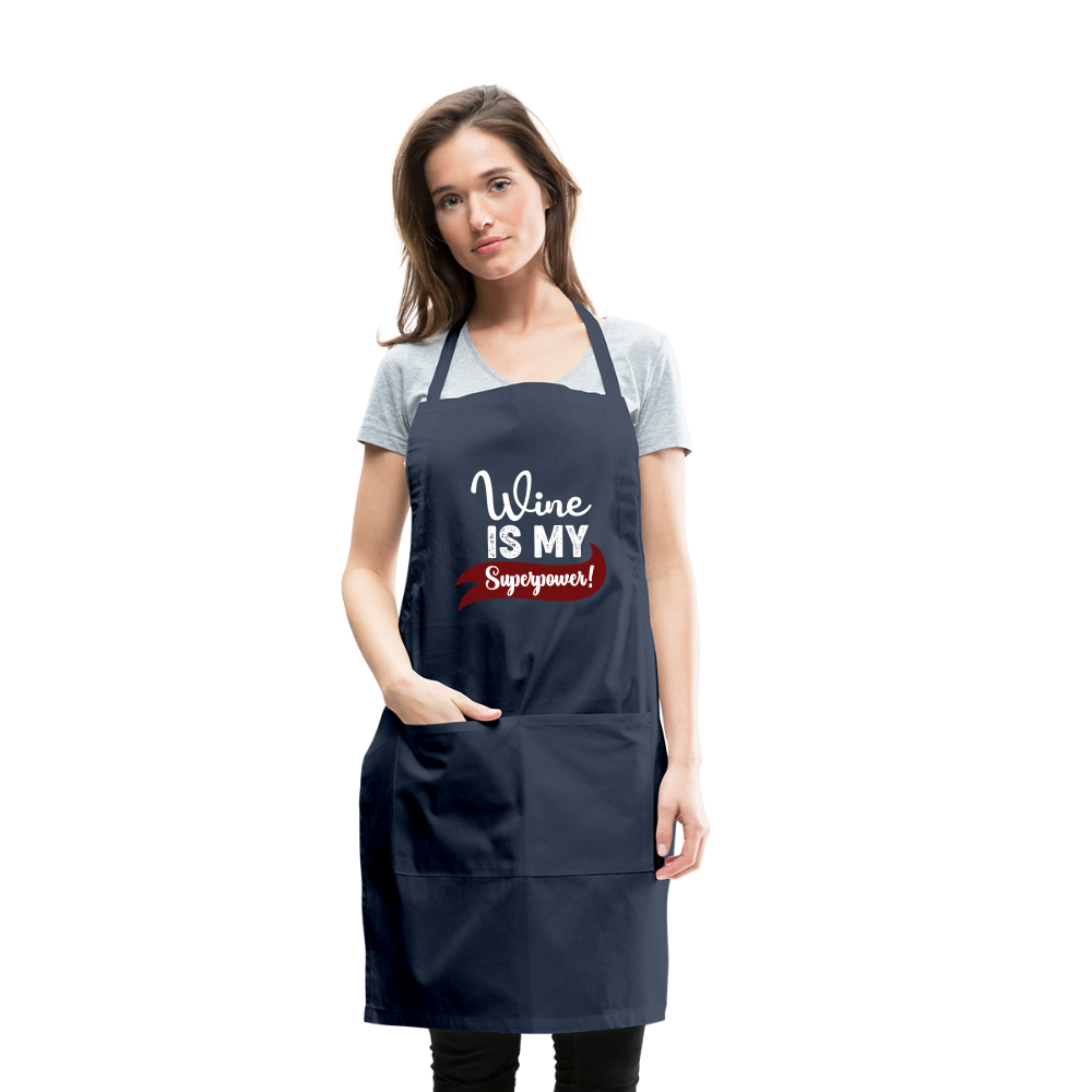 Wine is My Superpower Adjustable Apron - navy