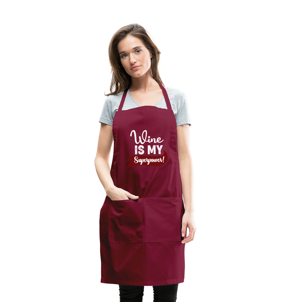 Wine is My Superpower Adjustable Apron - burgundy