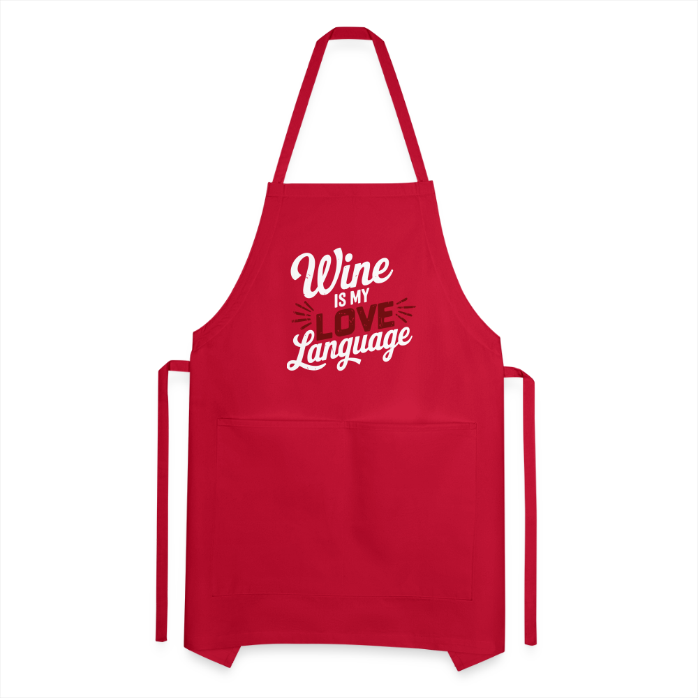 Wine is my Love Language Adjustable Apron - red