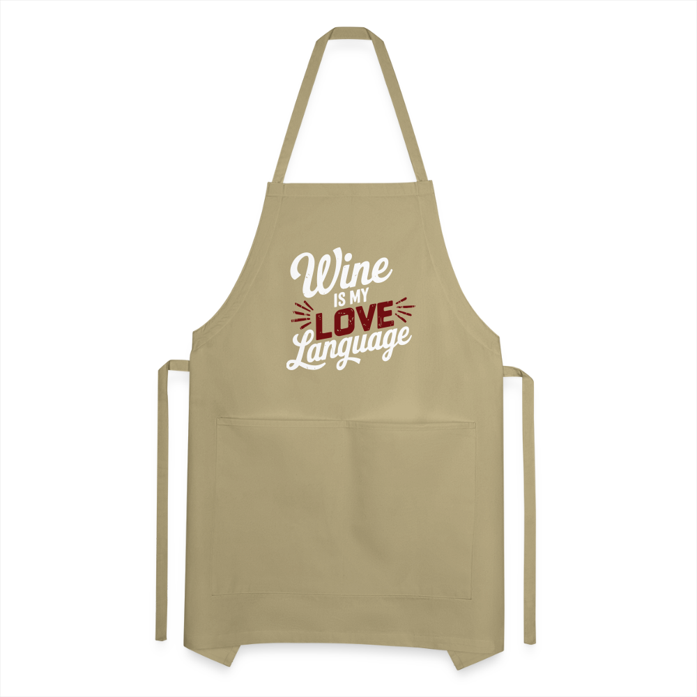 Wine is my Love Language Adjustable Apron - khaki