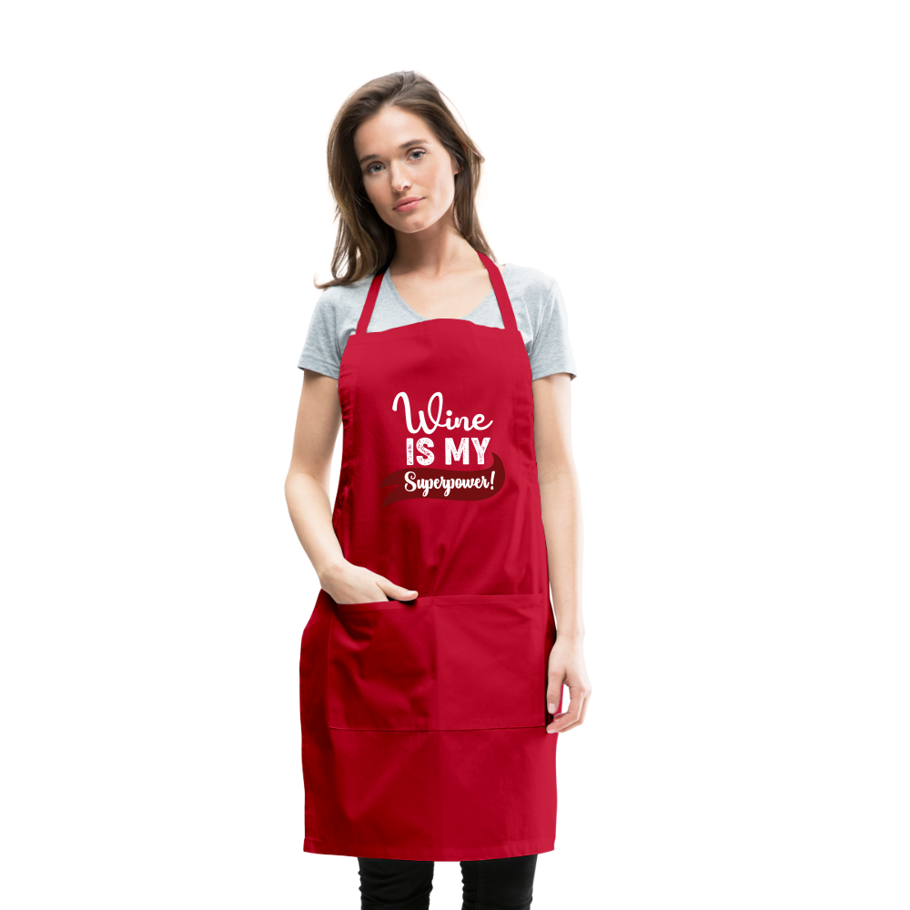 Wine is My Superpower Adjustable Apron - red