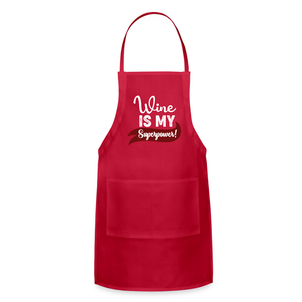 Wine is My Superpower Adjustable Apron - red
