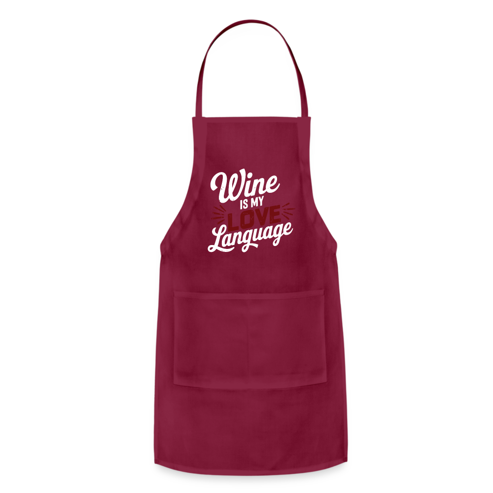 Wine is my Love Language Adjustable Apron - burgundy