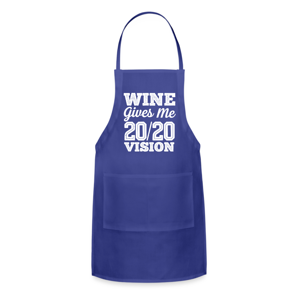 Wine Gives Me 20/20 Adjustable Apron - royal blue