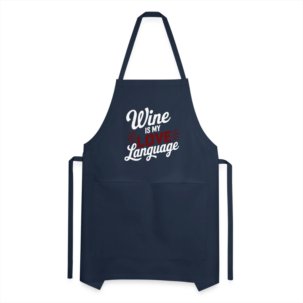 Wine is my Love Language Adjustable Apron - navy
