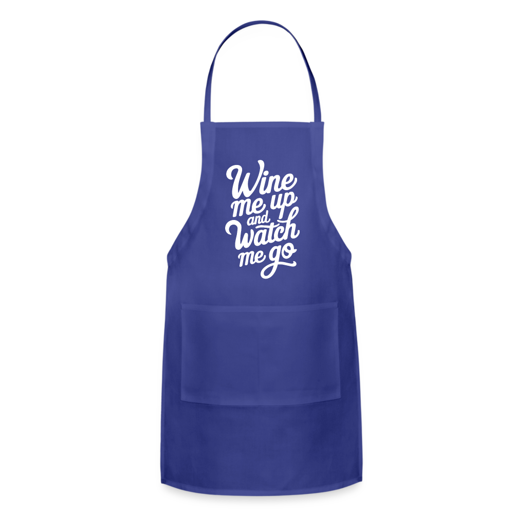 Wine Me up and Watch Me Go Adjustable Apron - royal blue