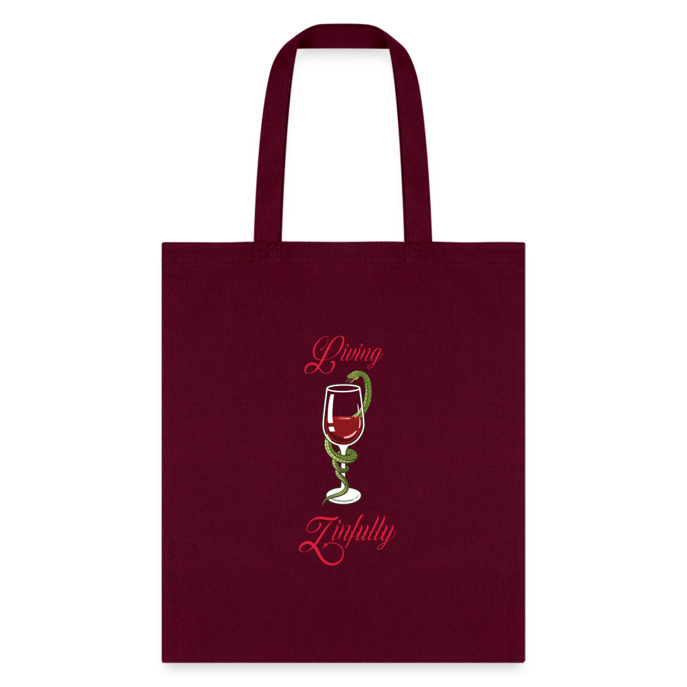Living Zinfully Tote Bag - burgundy