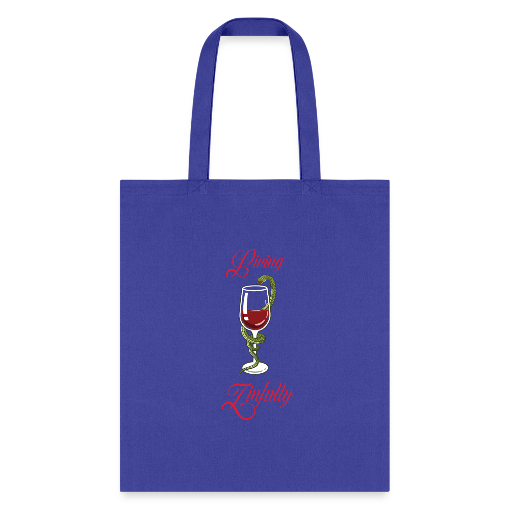 Living Zinfully Tote Bag - royal blue