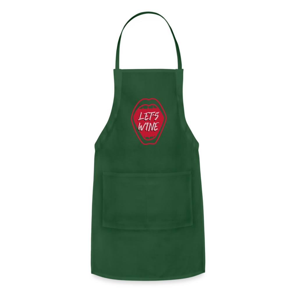 Let's Wine Adjustable Apron - forest green