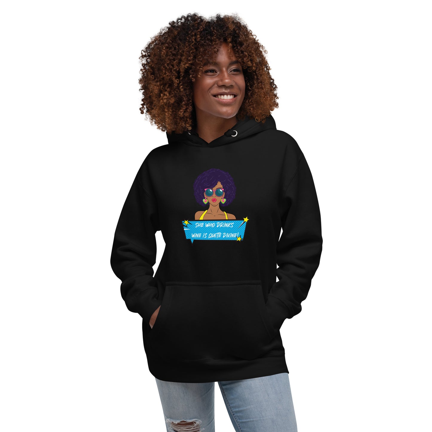 She Who Drinks Wine is Quite Divine Pop Art AA Hoodie