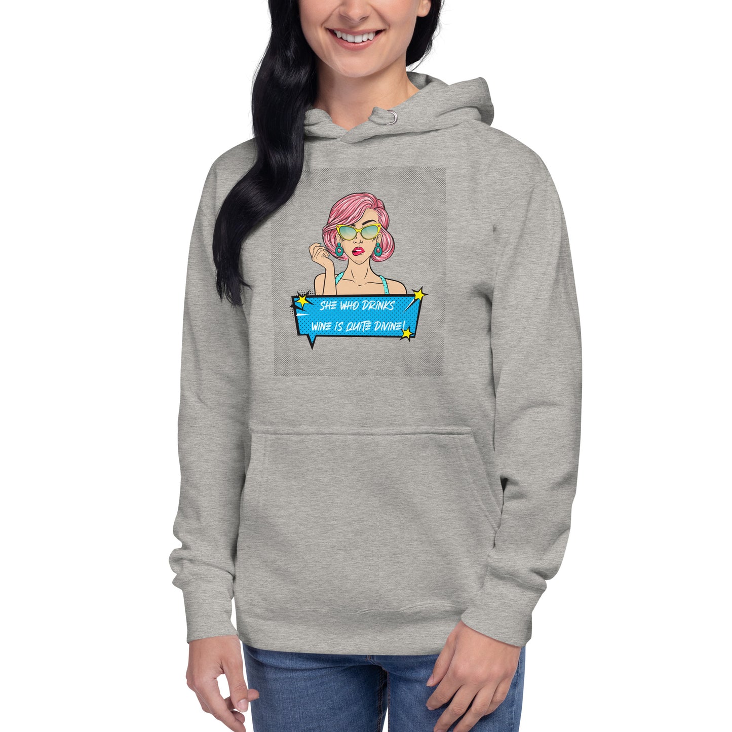 She Who Drinks Wine is Quite Divine Pop Art WT Women's Hoodie
