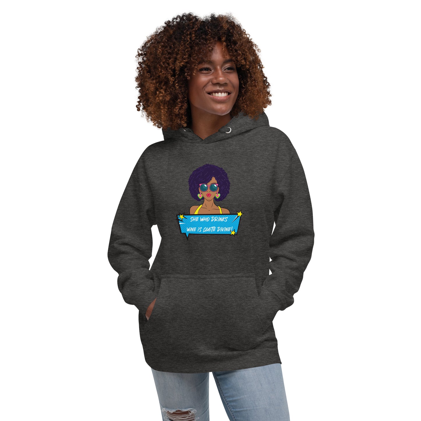 She Who Drinks Wine is Quite Divine Pop Art AA Hoodie