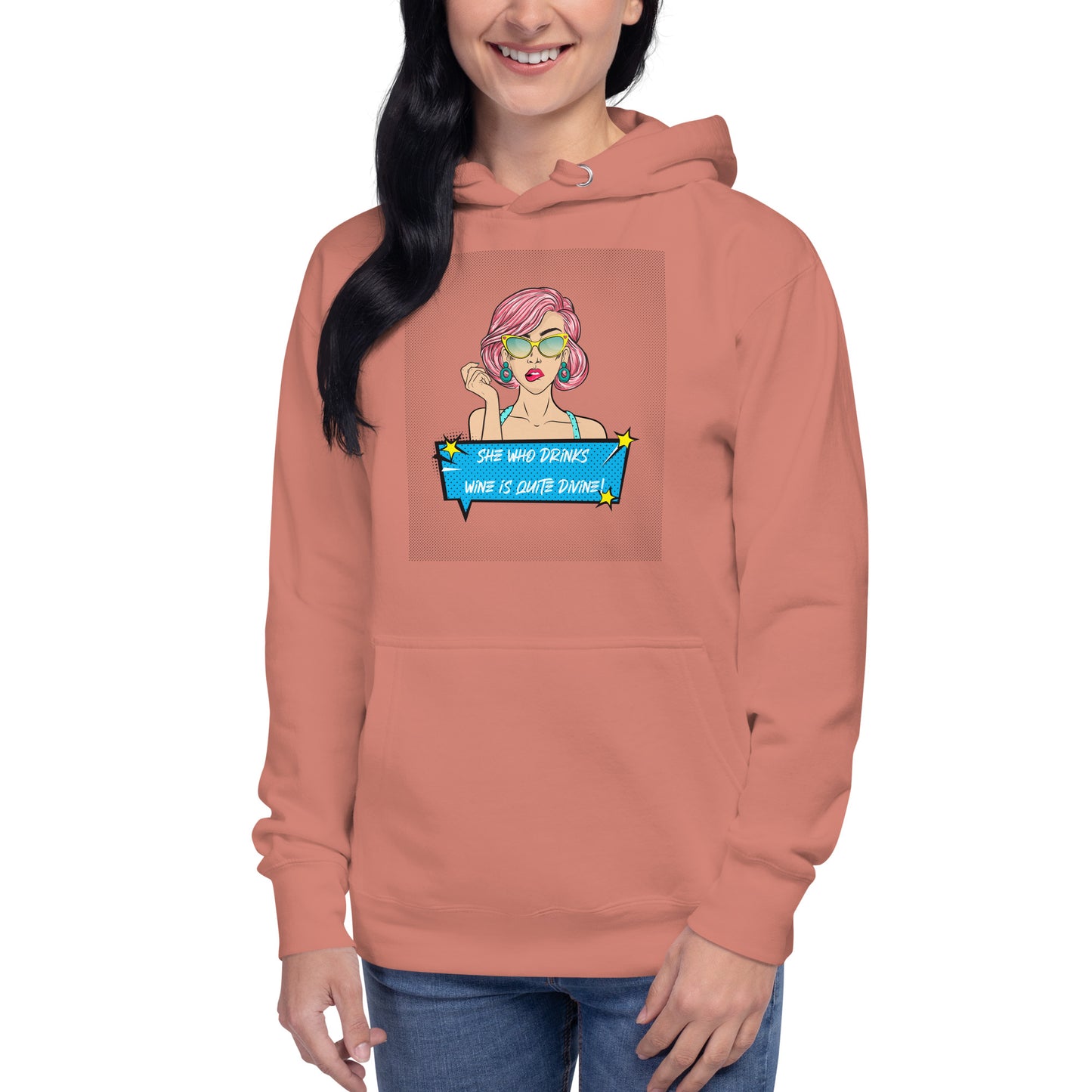 She Who Drinks Wine is Quite Divine Pop Art WT Women's Hoodie