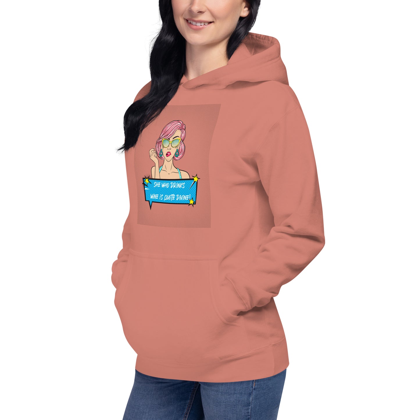 She Who Drinks Wine is Quite Divine Pop Art WT Women's Hoodie