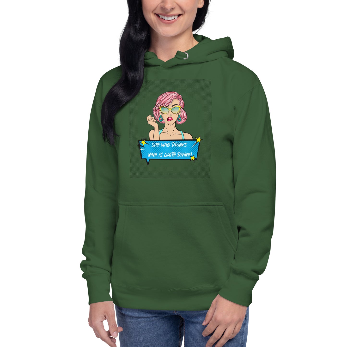 She Who Drinks Wine is Quite Divine Pop Art WT Women's Hoodie