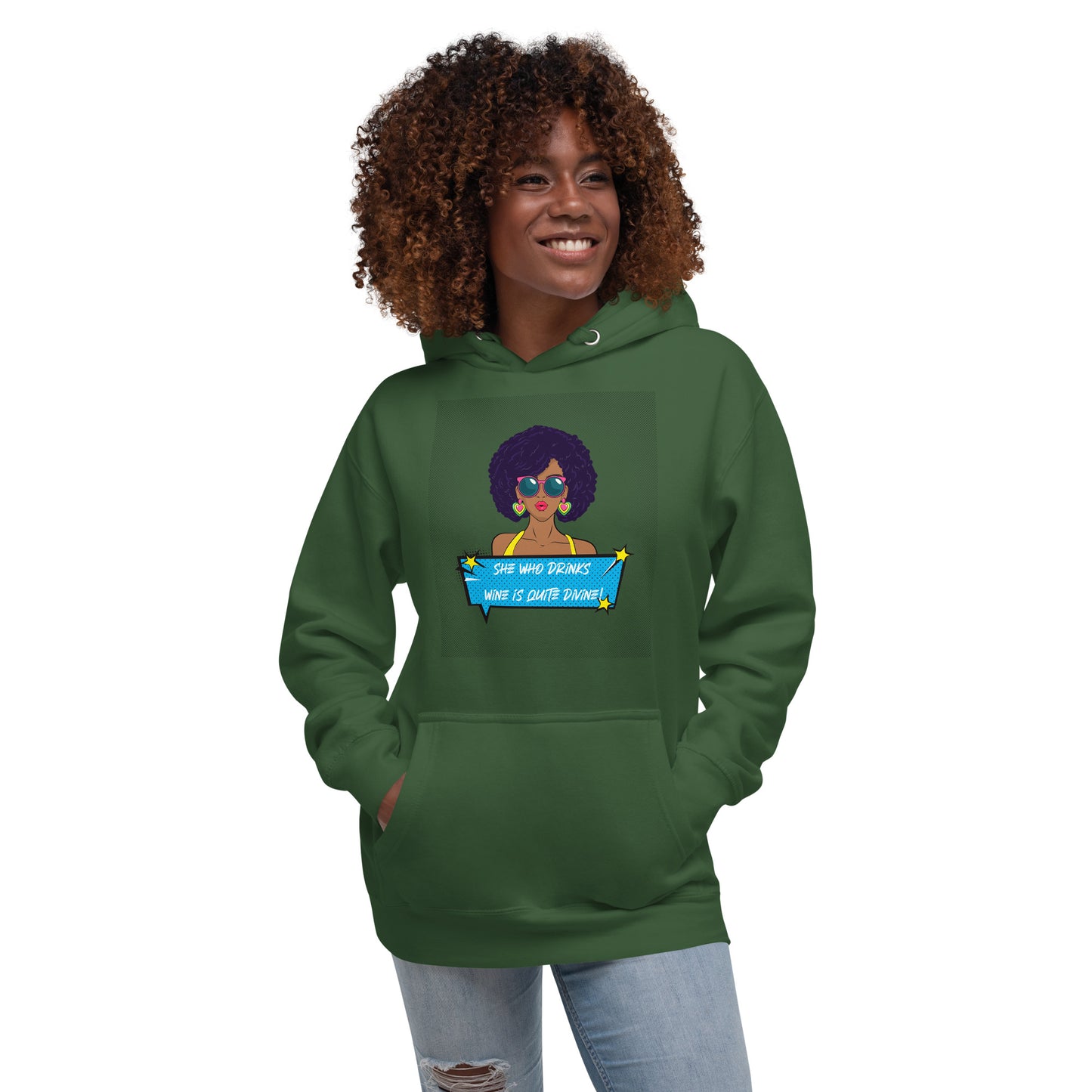 She Who Drinks Wine is Quite Divine Pop Art AA Hoodie