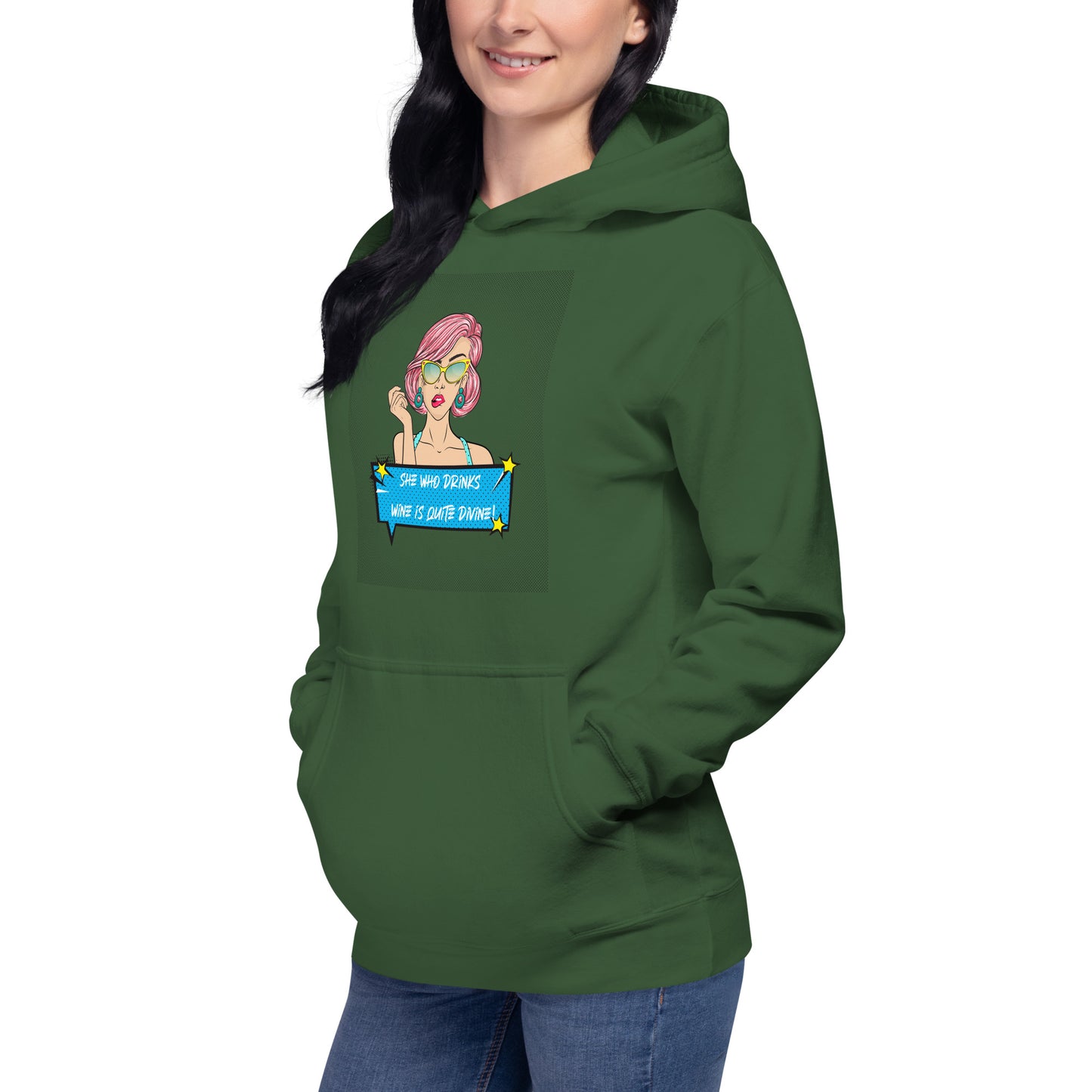She Who Drinks Wine is Quite Divine Pop Art WT Women's Hoodie