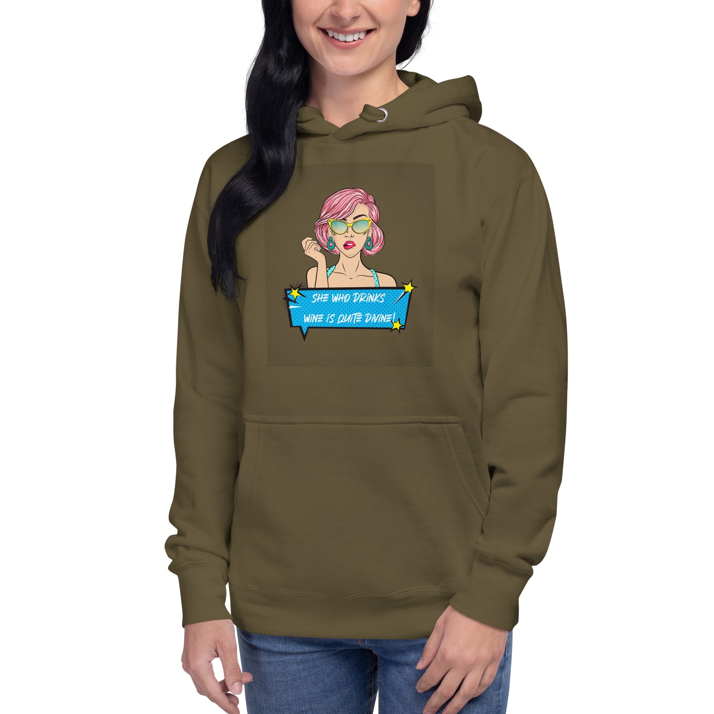 She Who Drinks Wine is Quite Divine Pop Art WT Women's Hoodie