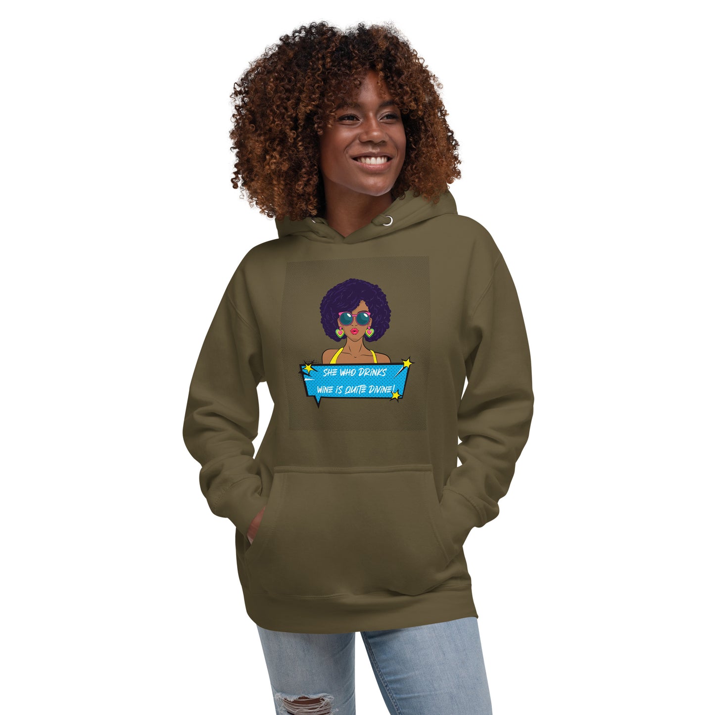 She Who Drinks Wine is Quite Divine Pop Art AA Hoodie