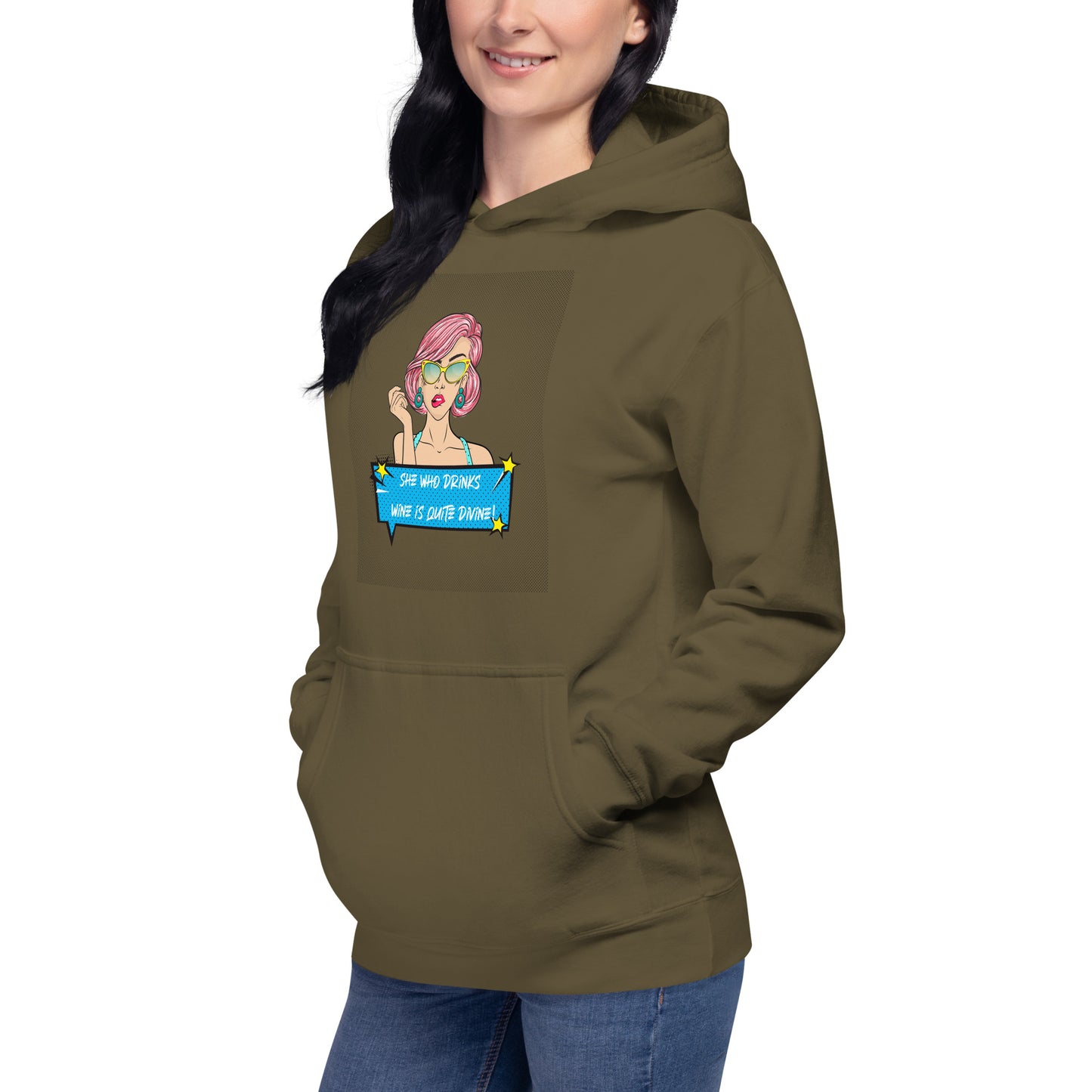 She Who Drinks Wine is Quite Divine Pop Art WT Women's Hoodie