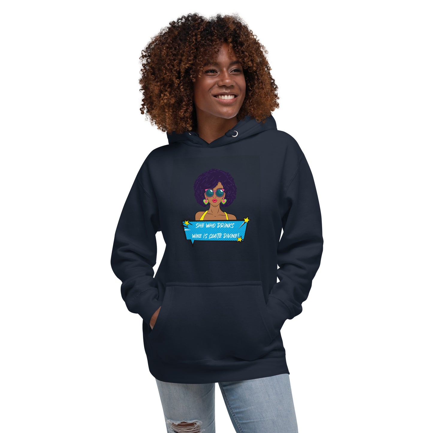 She Who Drinks Wine is Quite Divine Pop Art AA Hoodie