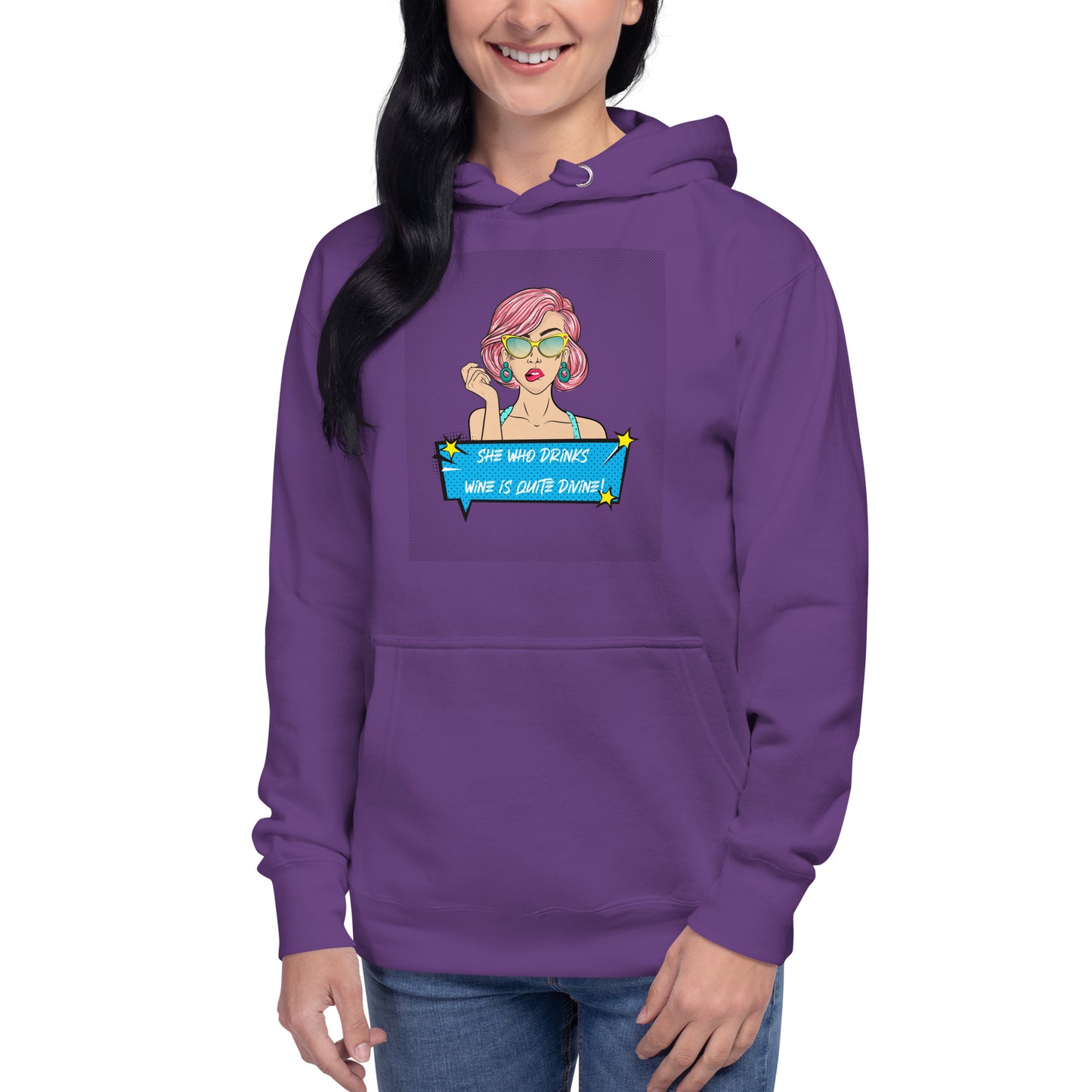 She Who Drinks Wine is Quite Divine Pop Art WT Women's Hoodie