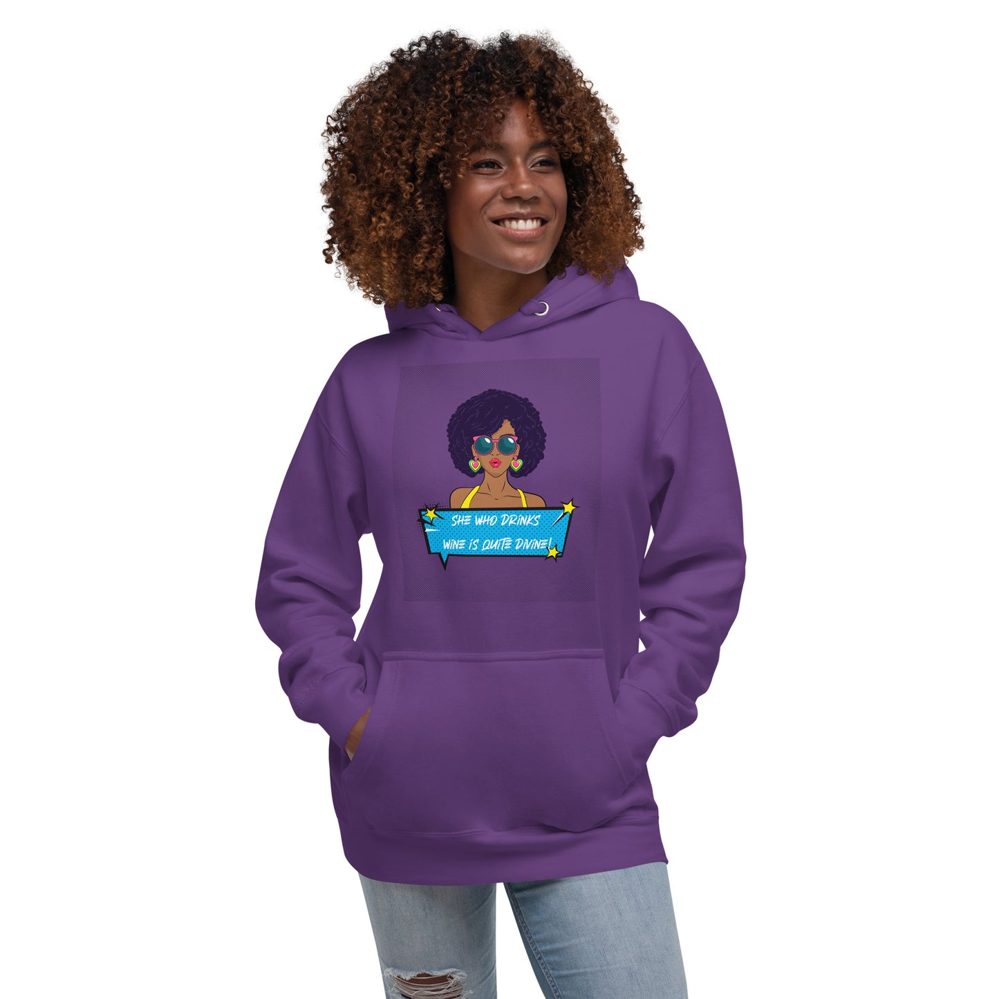 She Who Drinks Wine is Quite Divine Pop Art AA Hoodie
