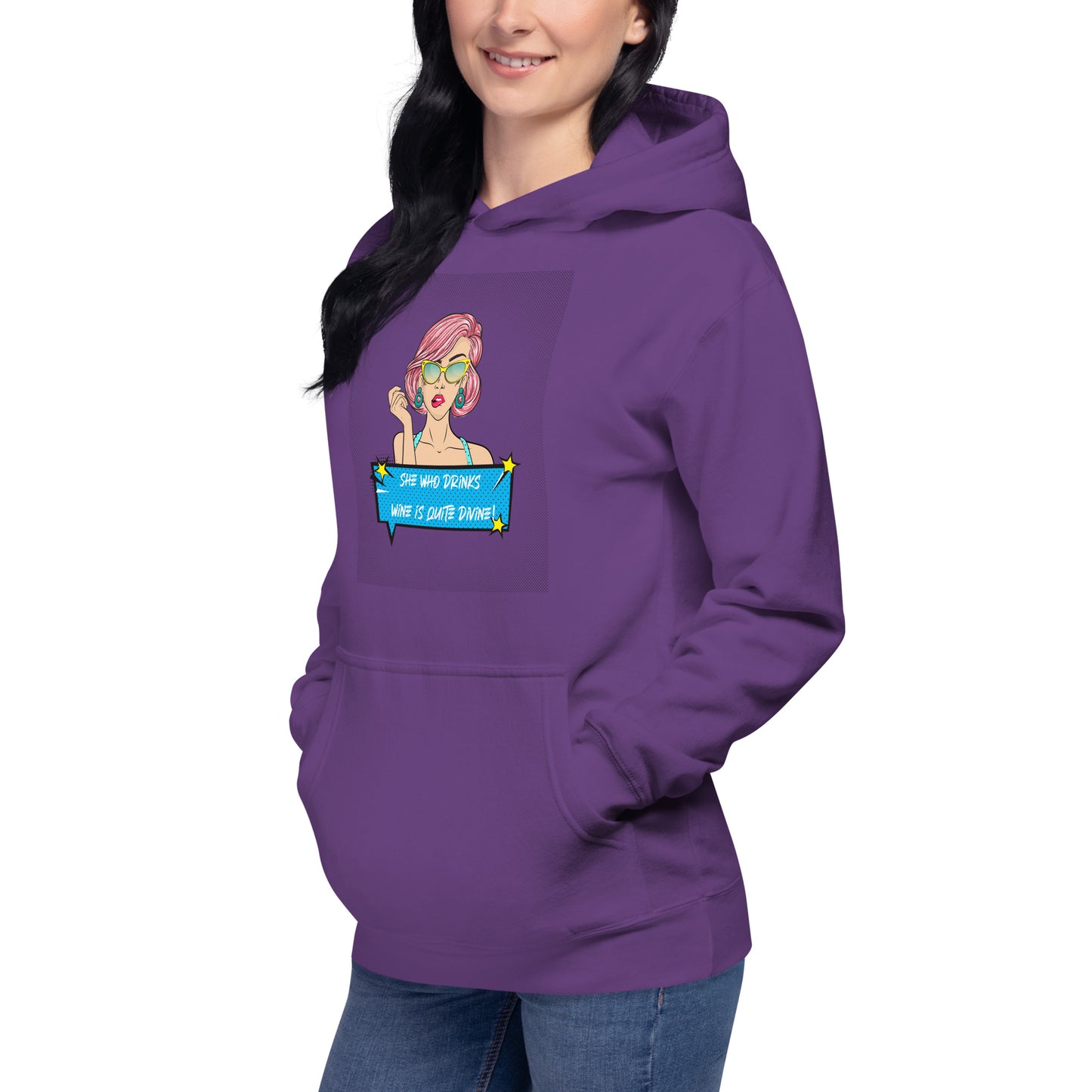 She Who Drinks Wine is Quite Divine Pop Art WT Women's Hoodie
