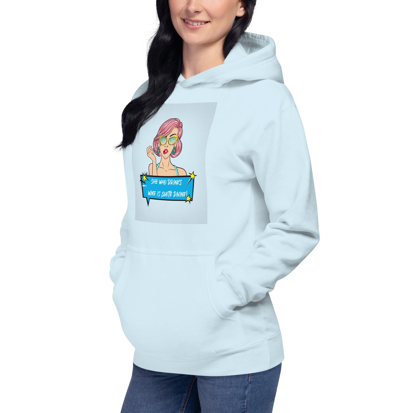 She Who Drinks Wine is Quite Divine Pop Art WT Women's Hoodie