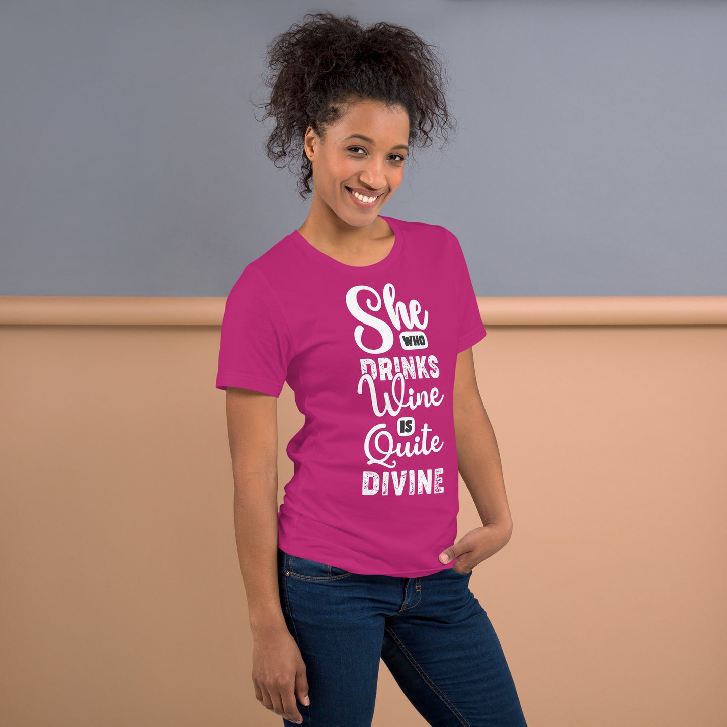 She Who Drinks Wine is Quite Divine Pop Art Women's T-shirt