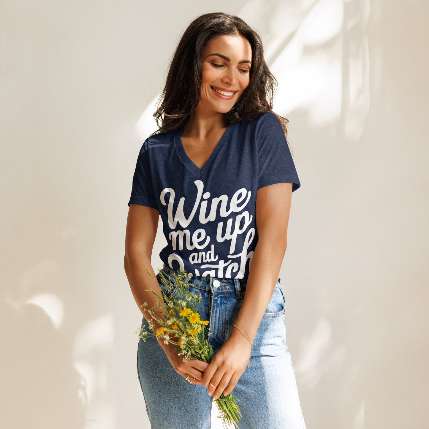 Wine Me Up & Watch Me Go Women’s V-neck t-shirt