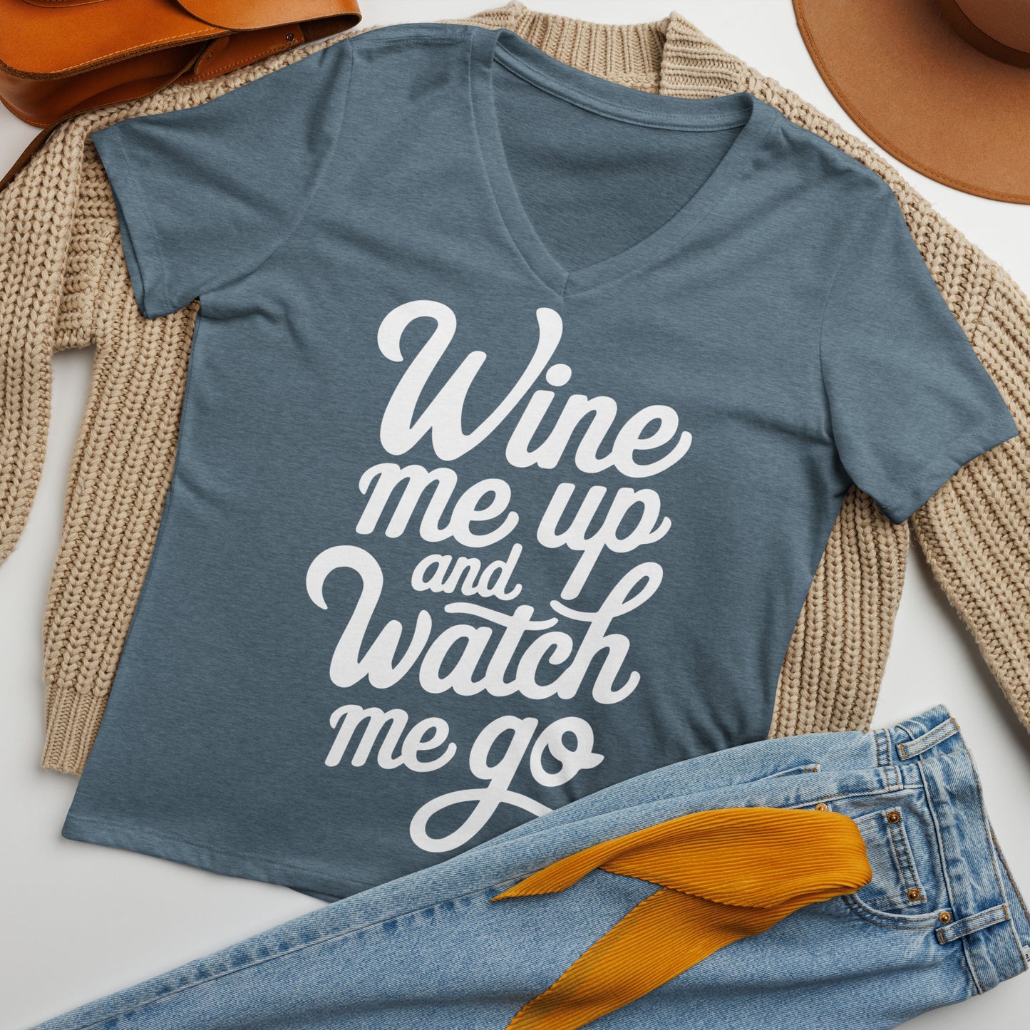 Wine Me Up & Watch Me Go Women’s V-neck t-shirt