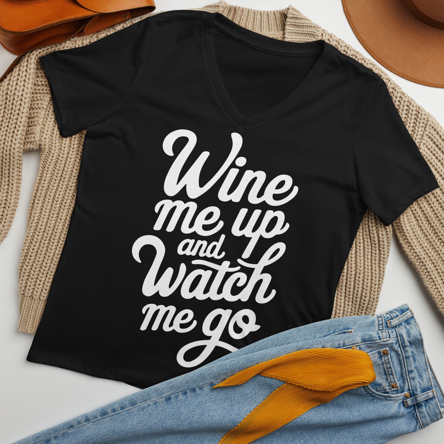 Wine Me Up & Watch Me Go Women’s V-neck t-shirt