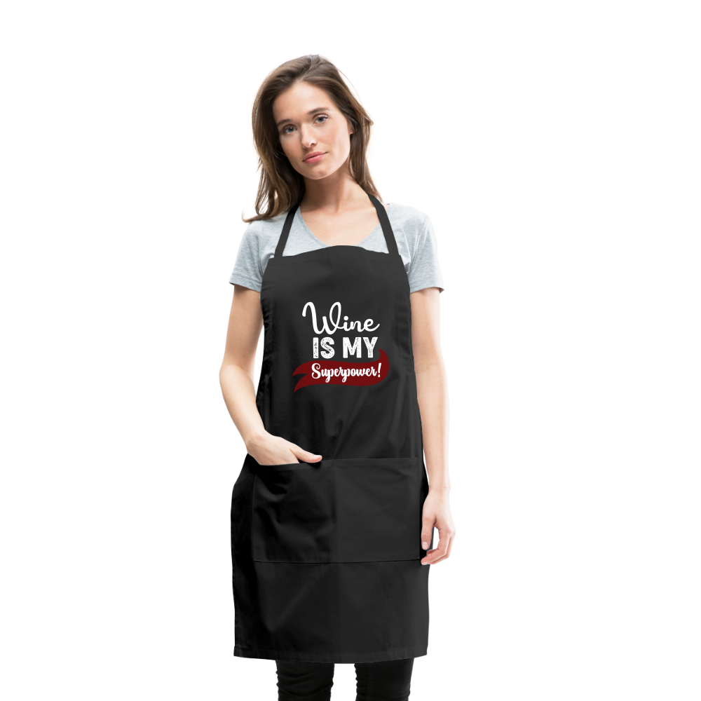 Wine is My Superpower Adjustable Apron - black