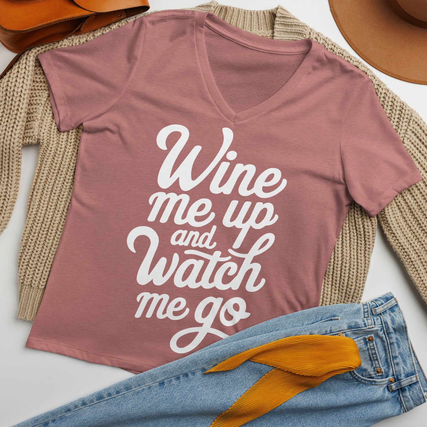 Wine Me Up & Watch Me Go Women’s V-neck t-shirt