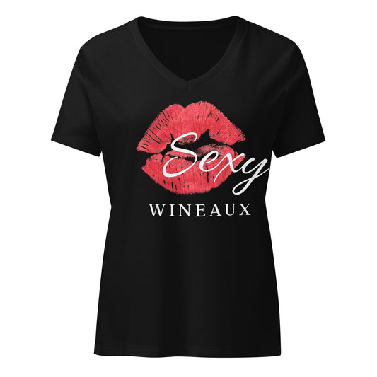 Sexy Wineaux w/Lips Women’s V-neck t-shirt