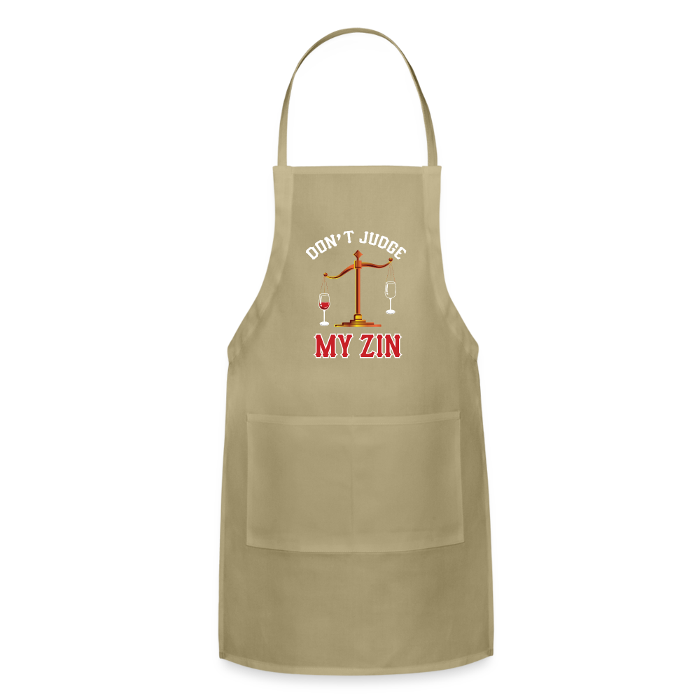 Don't Judge My Zin - Adjustable Apron - khaki