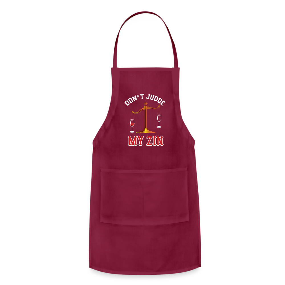 Don't Judge My Zin - Adjustable Apron - burgundy