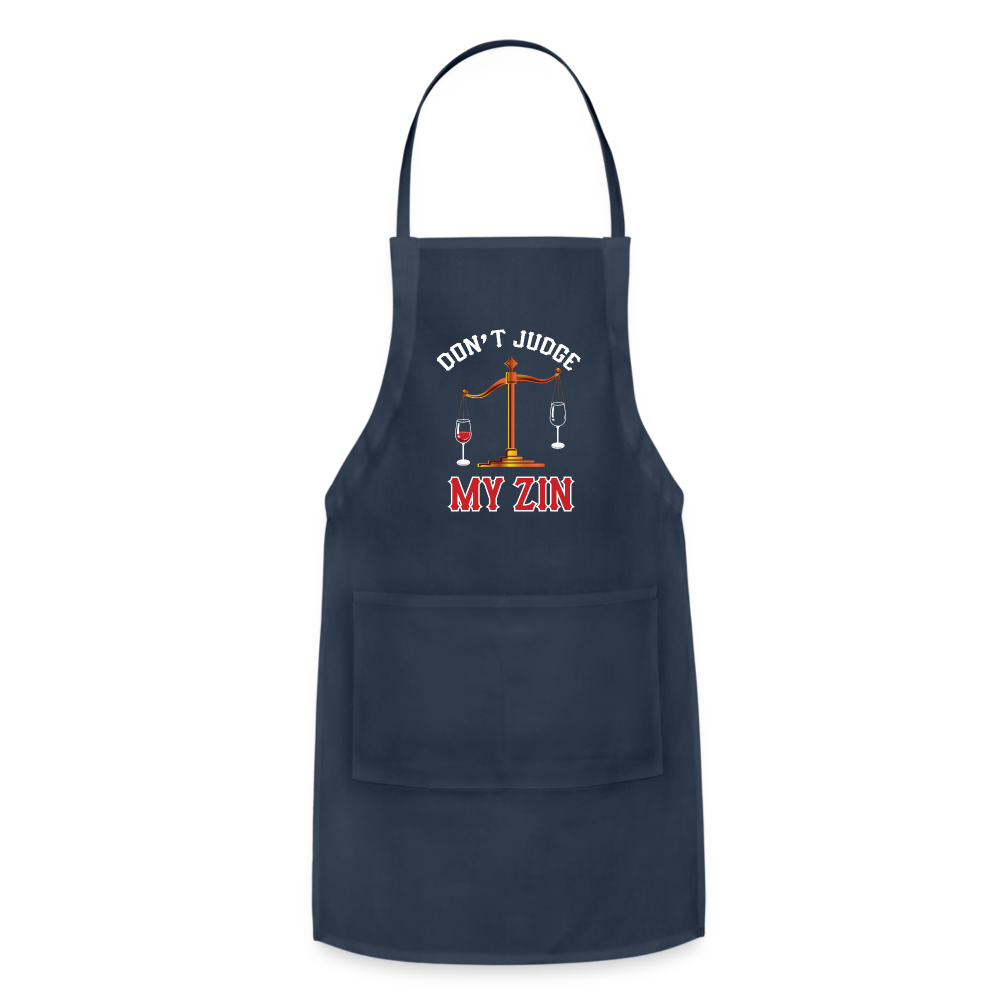 Don't Judge My Zin - Adjustable Apron - navy